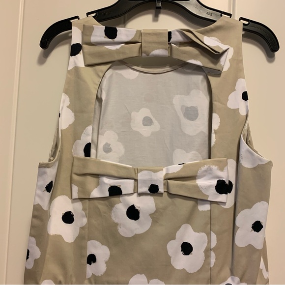 kate spade Beige Floral Midi Dress with White and Black Flowers - Picture 4 of 4